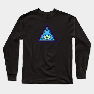 All Seeing eye - blue and grey with green eye Long Sleeve T-Shirt